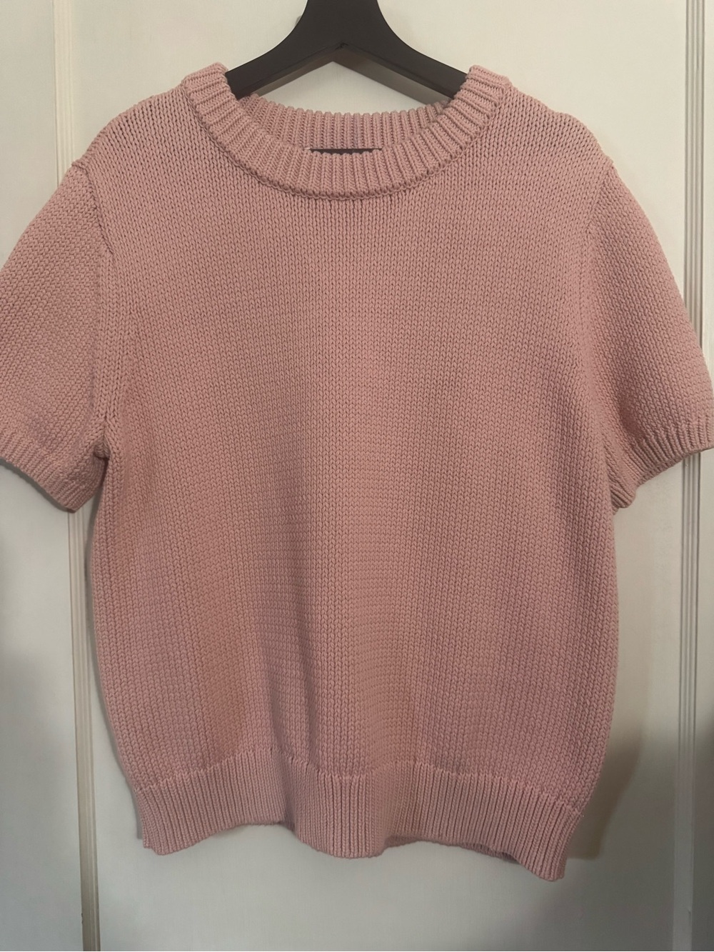 Ann Taylor Dusty Pink Short-Sleeve Crewneck Sweater